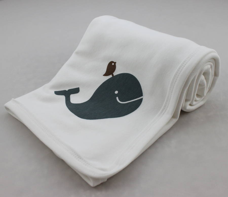 organic baby blanket whale by molly & monty