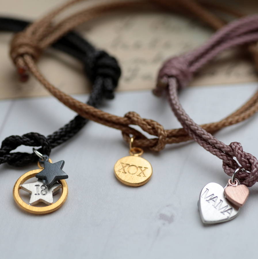 personalised love knot bracelets by chambers & beau