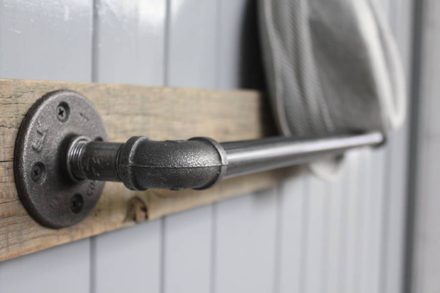 industrial steel pipe bar wood mounted by möa design