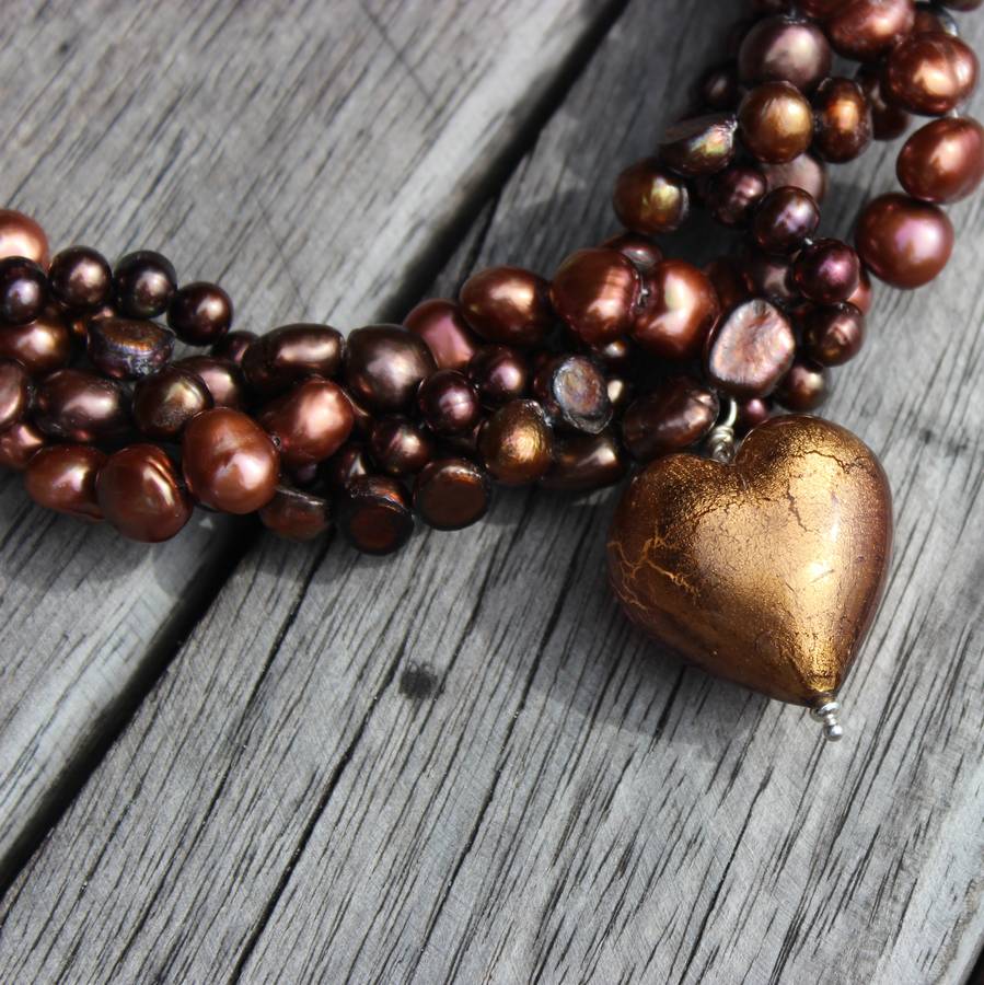 Gold Murano Heart Necklace By Bish Bosh Becca | Notonthehighstreet.com