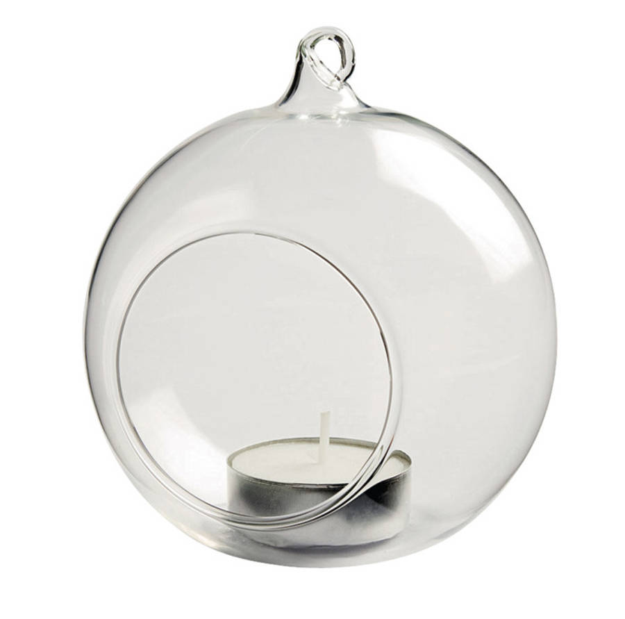 glass bauble hanging tealight holder / clear by garden selections