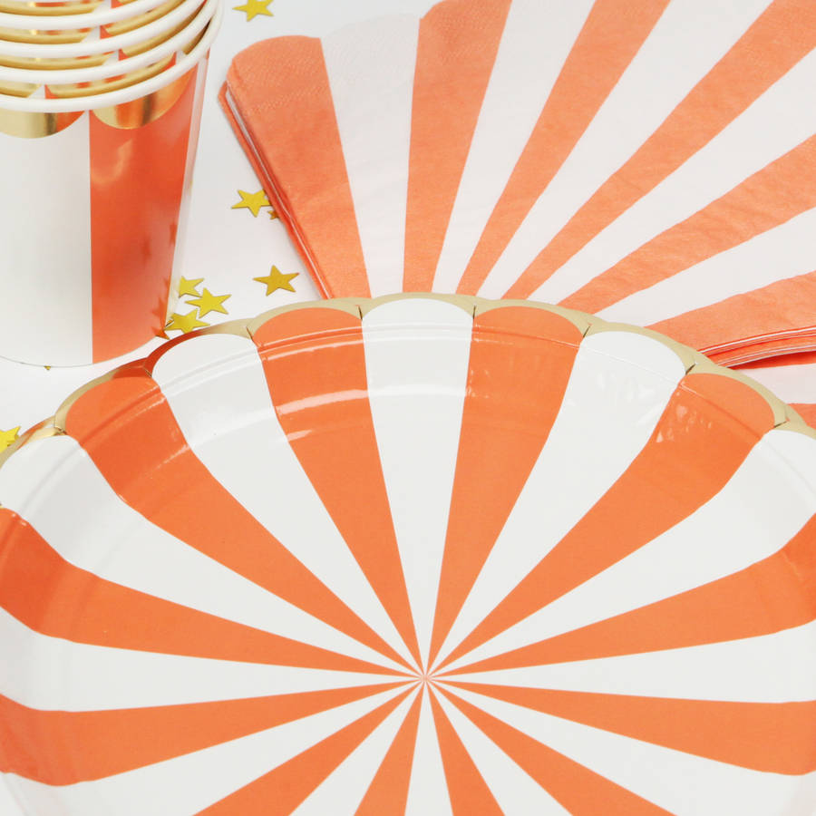 orange stripe party tableware set by postbox party
