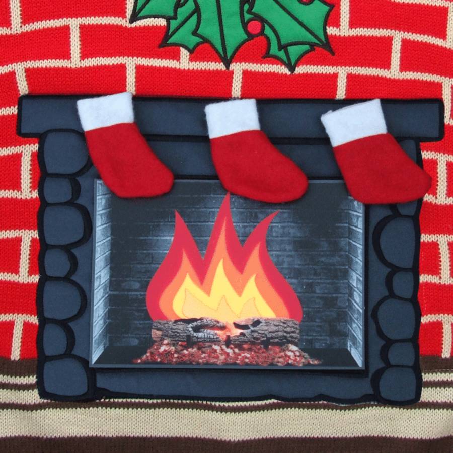 flashing fireplace lighted christmas jumper by cheesy christmas jumpers | notonthehighstreet.com