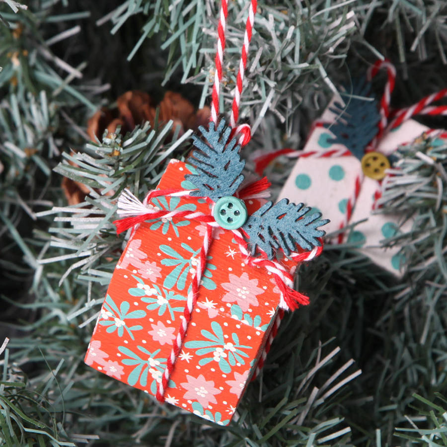 christmas tree parcel decorations by red berry apple