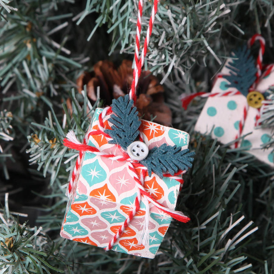 christmas tree parcel decorations by red berry apple