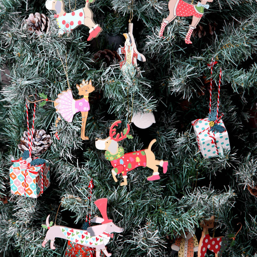 christmas tree parcel decorations by red berry apple