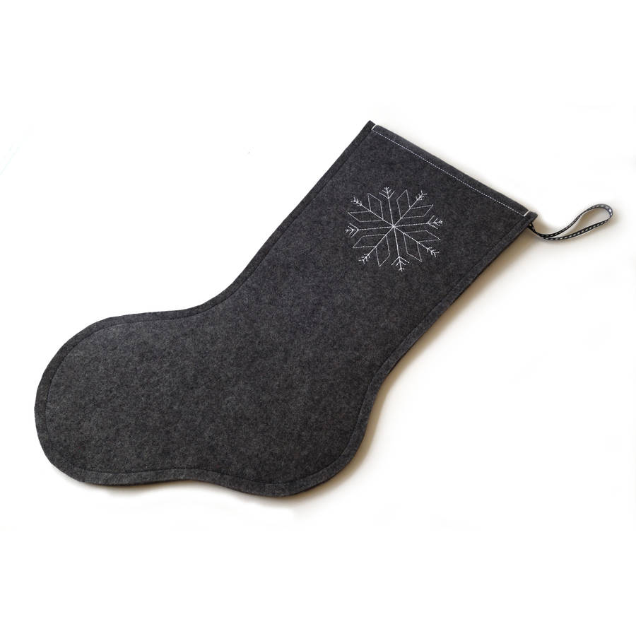 embroidered wool felt christmas stocking by goldborough