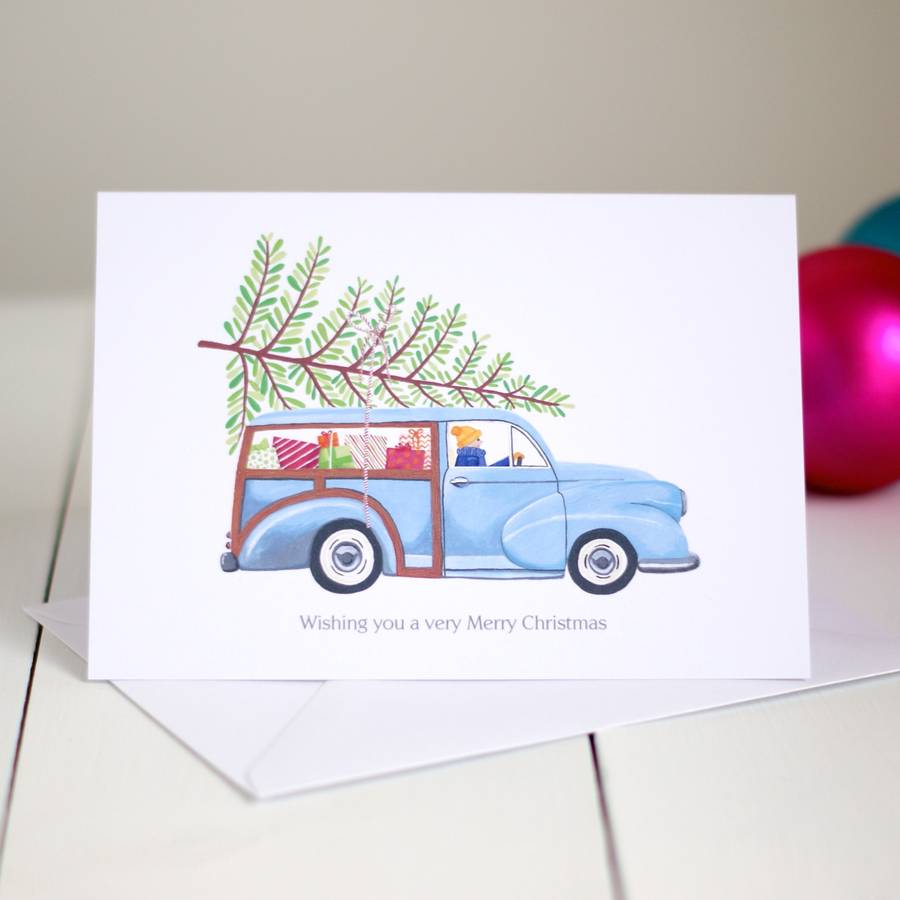 personalised classic car christmas card by kimberley rose