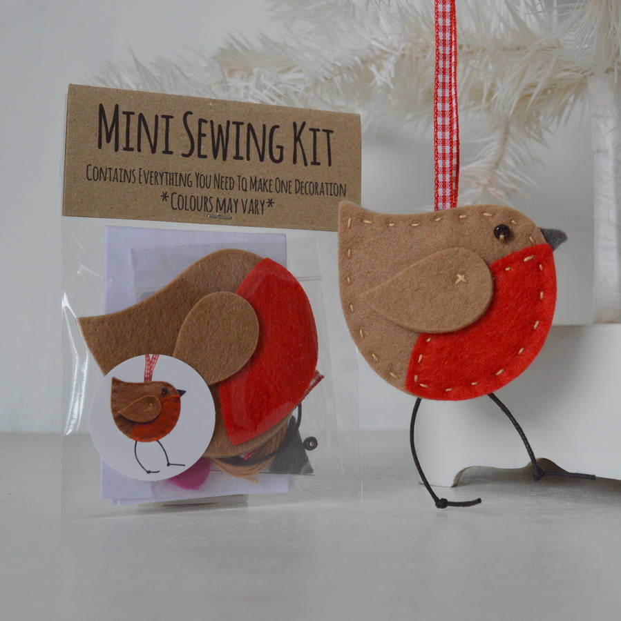 Christmas robin decoration mini sewing kit by fibrespace ...