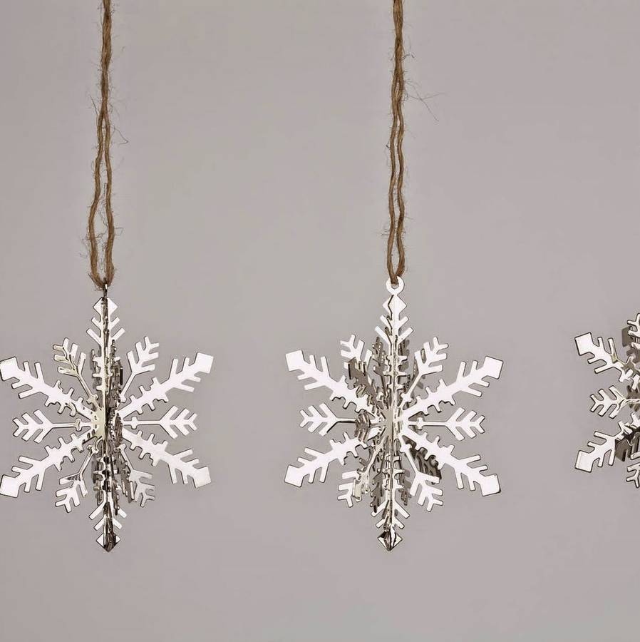 set of four silver snowflake decorations by ella james set of four silver snowflake decorations by ella james
