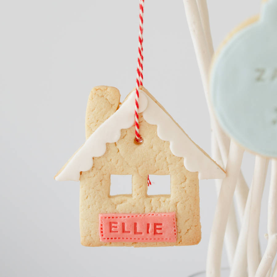 personalised christmas house cookies by nila holden cookies &amp; biscuits