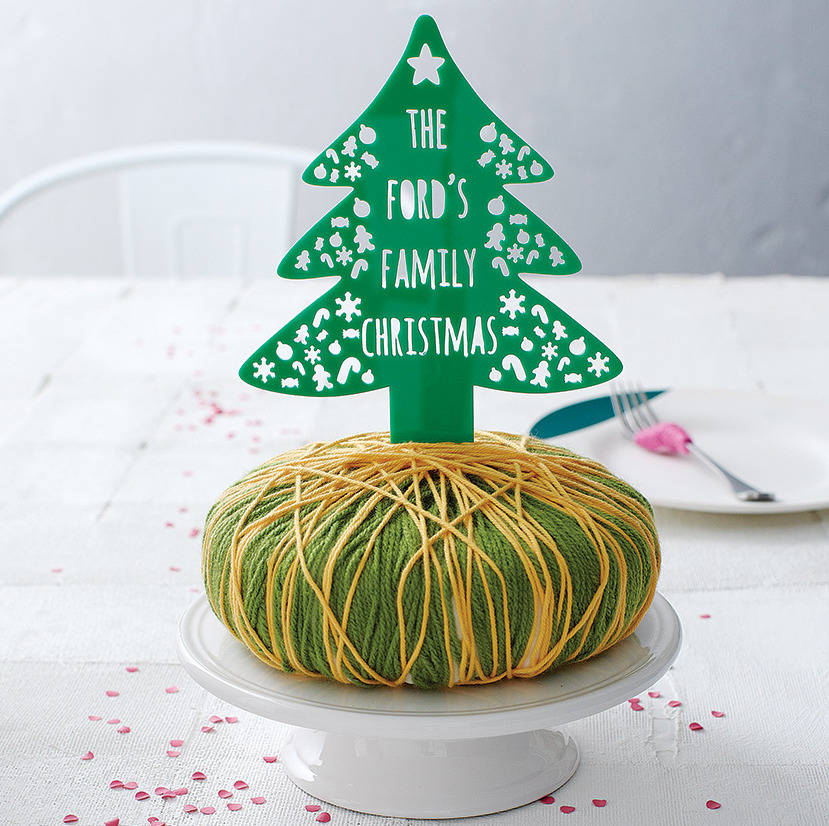 personalised christmas tree cake topper by miss cake
