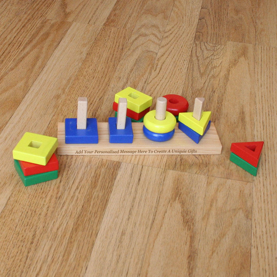 personalised wooden shape sorter toy for kids by