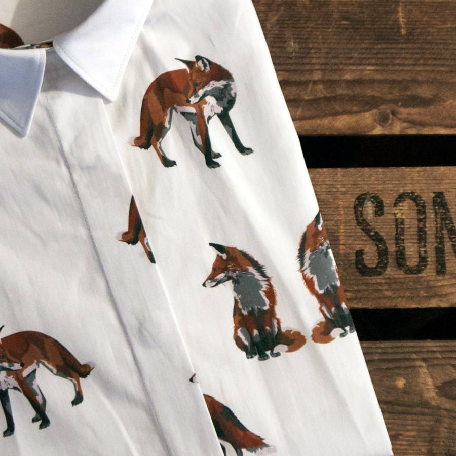 long sleeve fox print shirt by gibson & birkbeck | notonthehighstreet.com