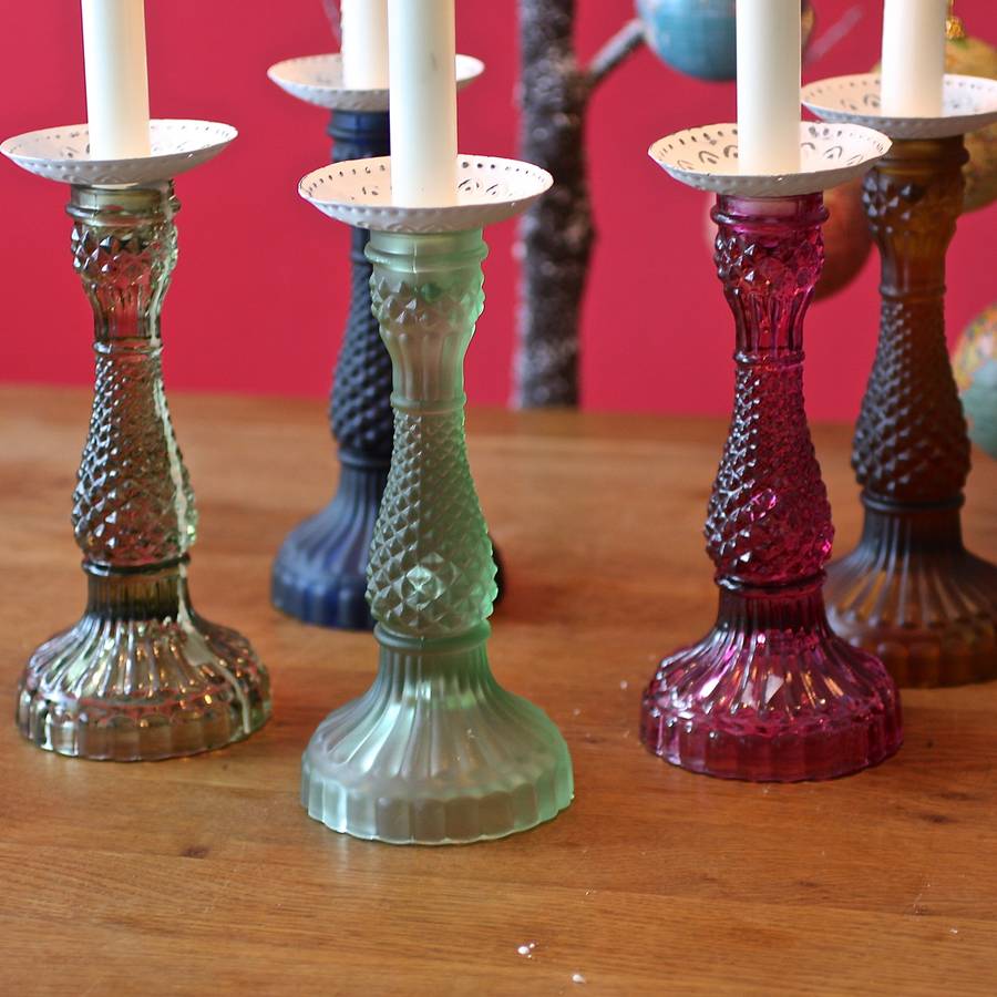 pressed glass candlestick by london garden trading