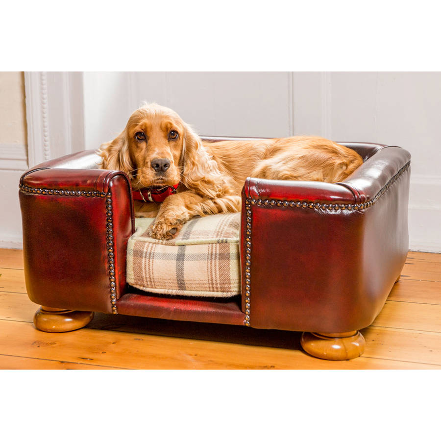 traditional leather tetford square chesterfield dog bed by lords