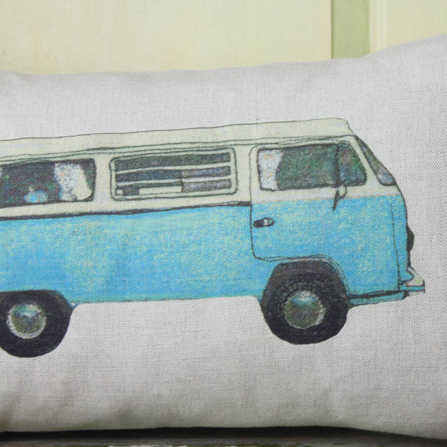 printed linen camper van cushion by snapdragon