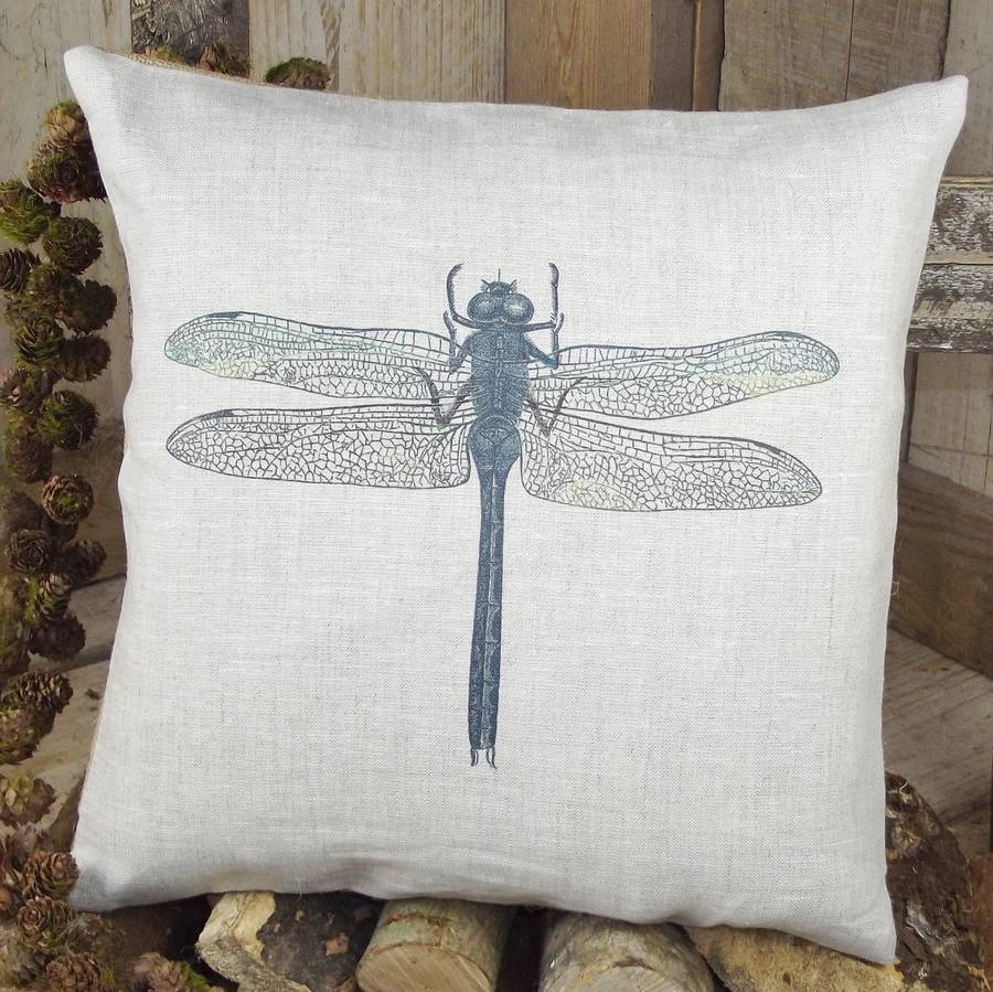 ' dragonfly ' linen cushion by rustic country crafts