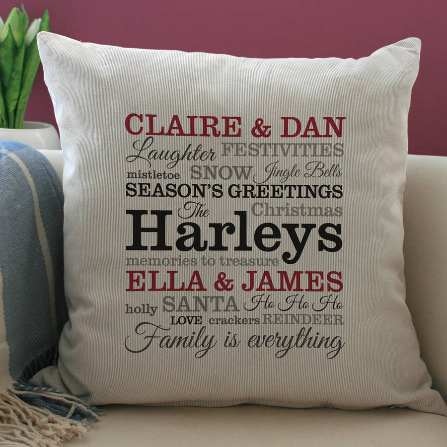 personalised christmas word art cushion by a type of design