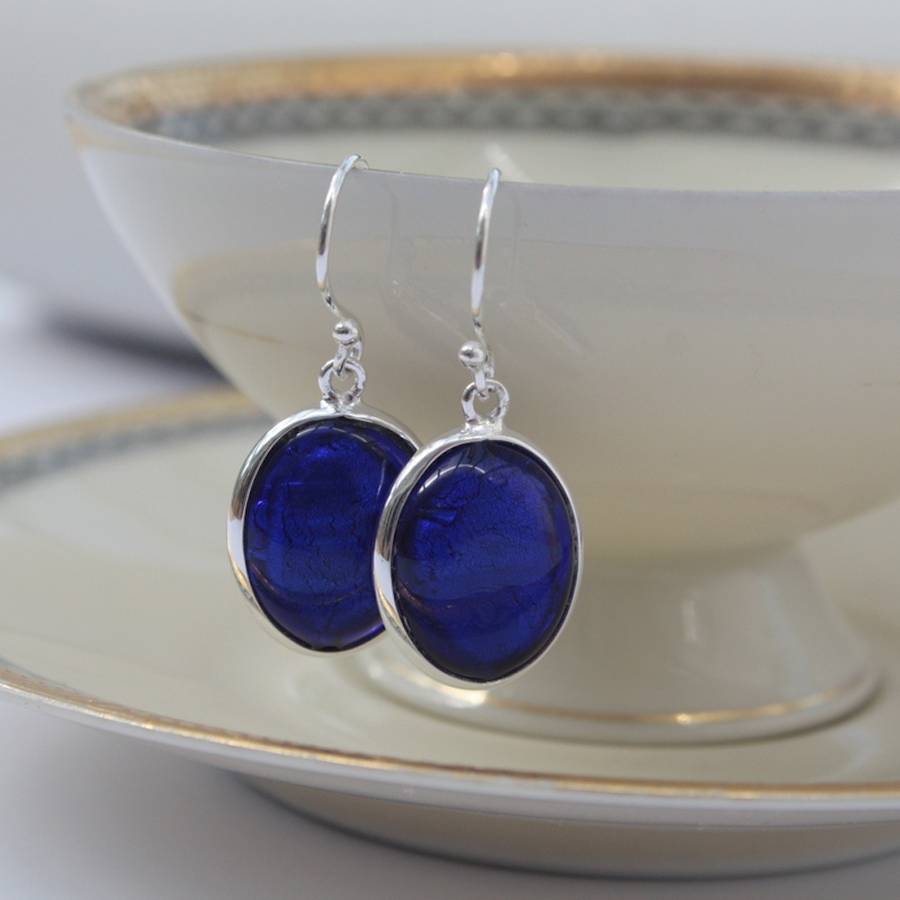 Murano Glass Earrings In Blue Tones By Claudette Worters