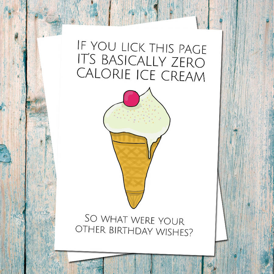 'zero calorie ice cream' birthday card by indieberries