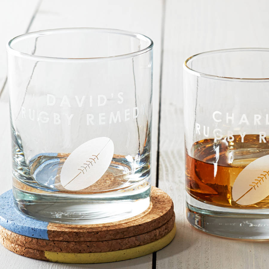 personalised rugby glass by becky broome
