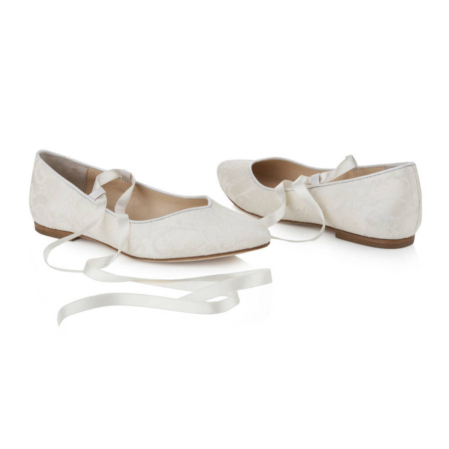 bluebell flat ivory lace wedding shoes by rachel simpson