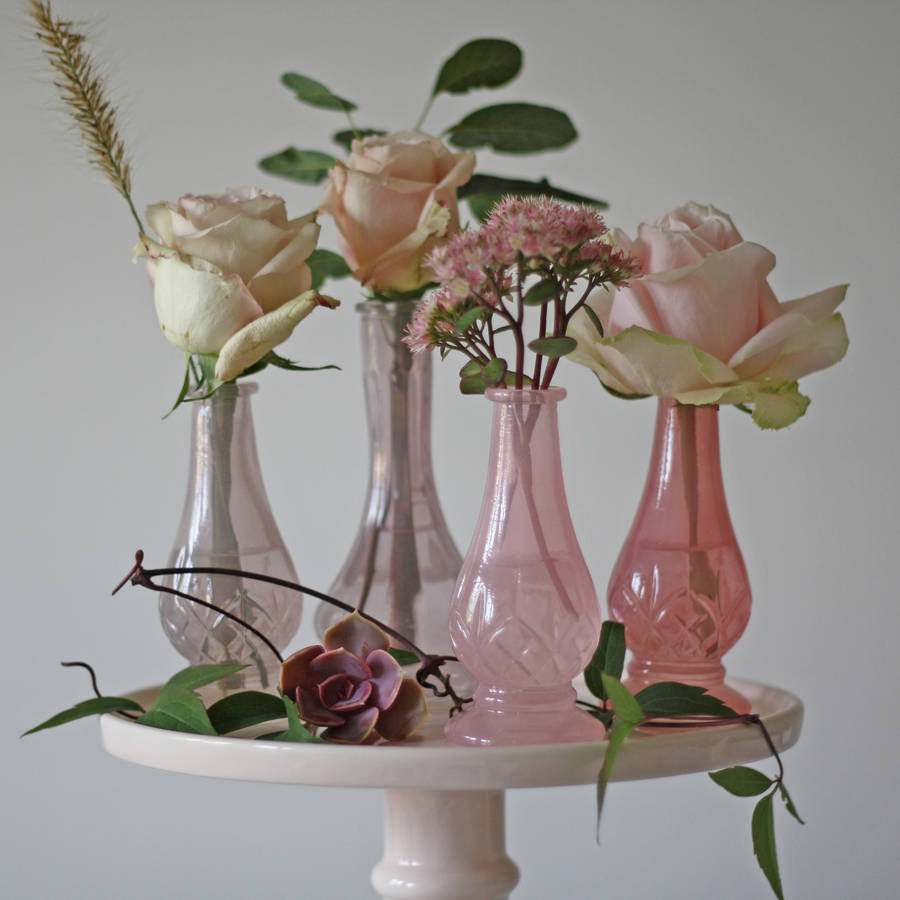 Dainty Pink Glass Bud Vases Set Of Four By The Wedding Of My Dreams