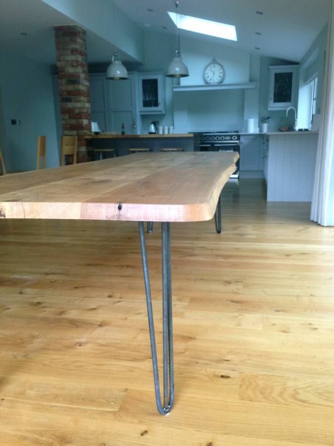 solid oak or ash dining table with iron legs by sandman home and garden