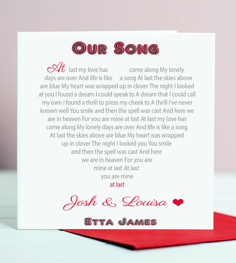 song lyrics card by lisa marie designs | notonthehighstreet.com