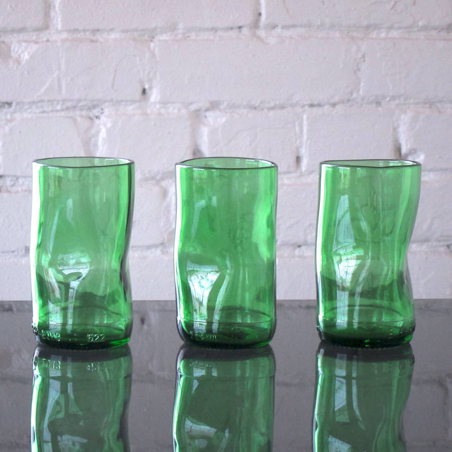 pair of recycled hand blown glass tumblers by reason season time london