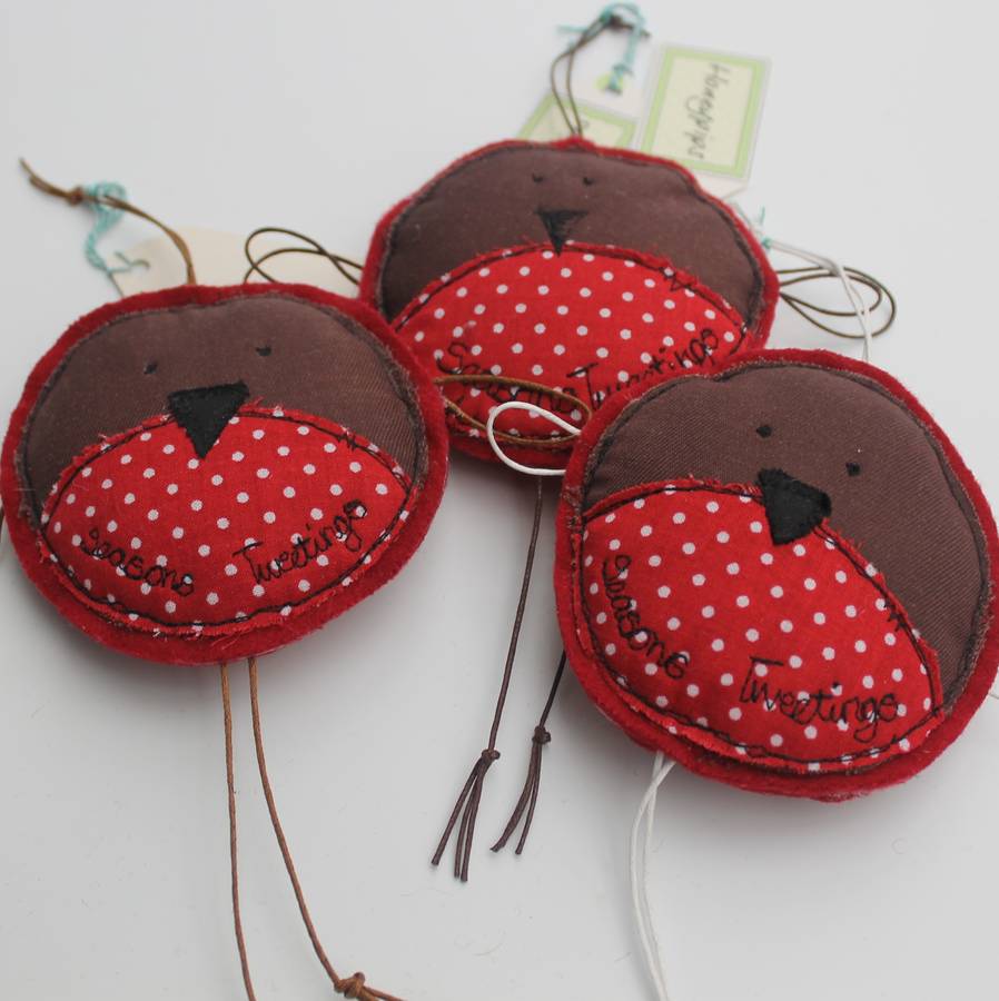 personalised christmas robin decoration by honeypips