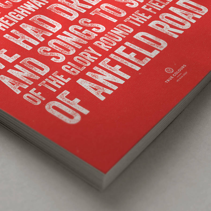 liverpool 'fields of anfield' football song print by true colours