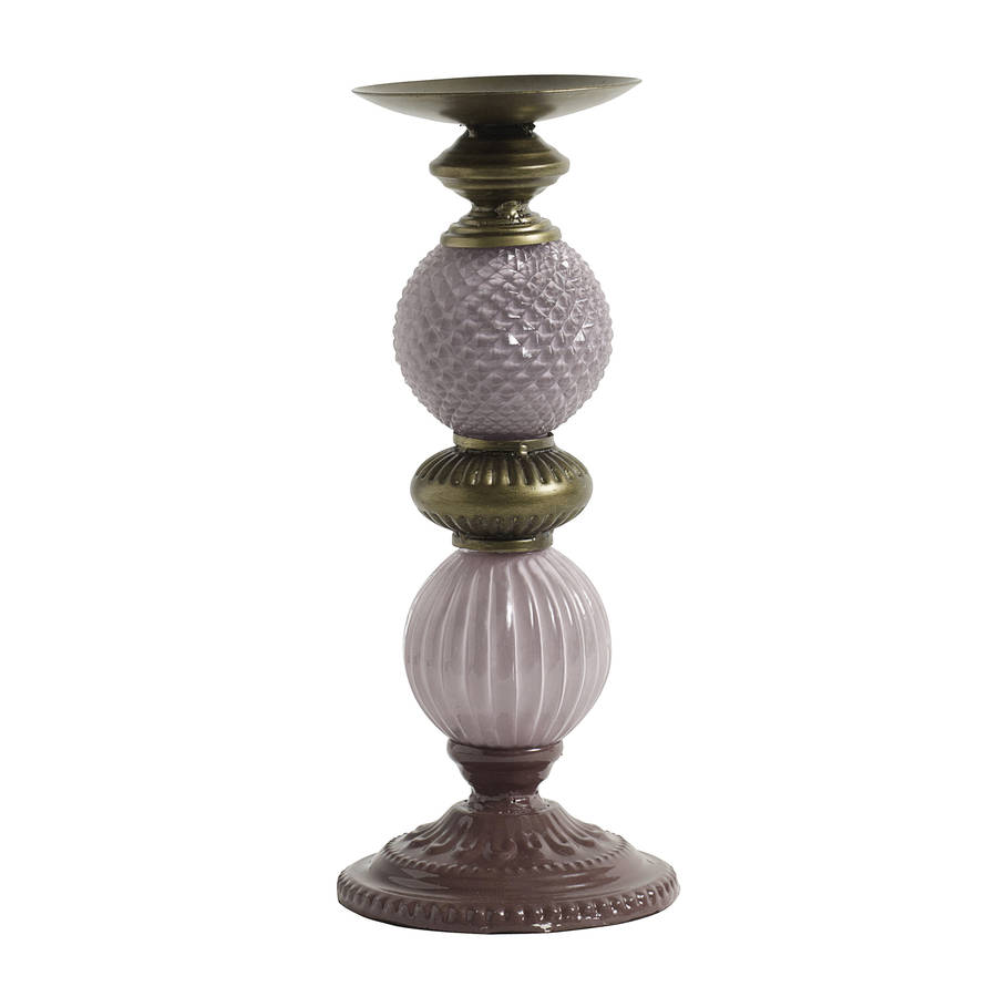 twin globe candlesticks in green or rose by out there interiors