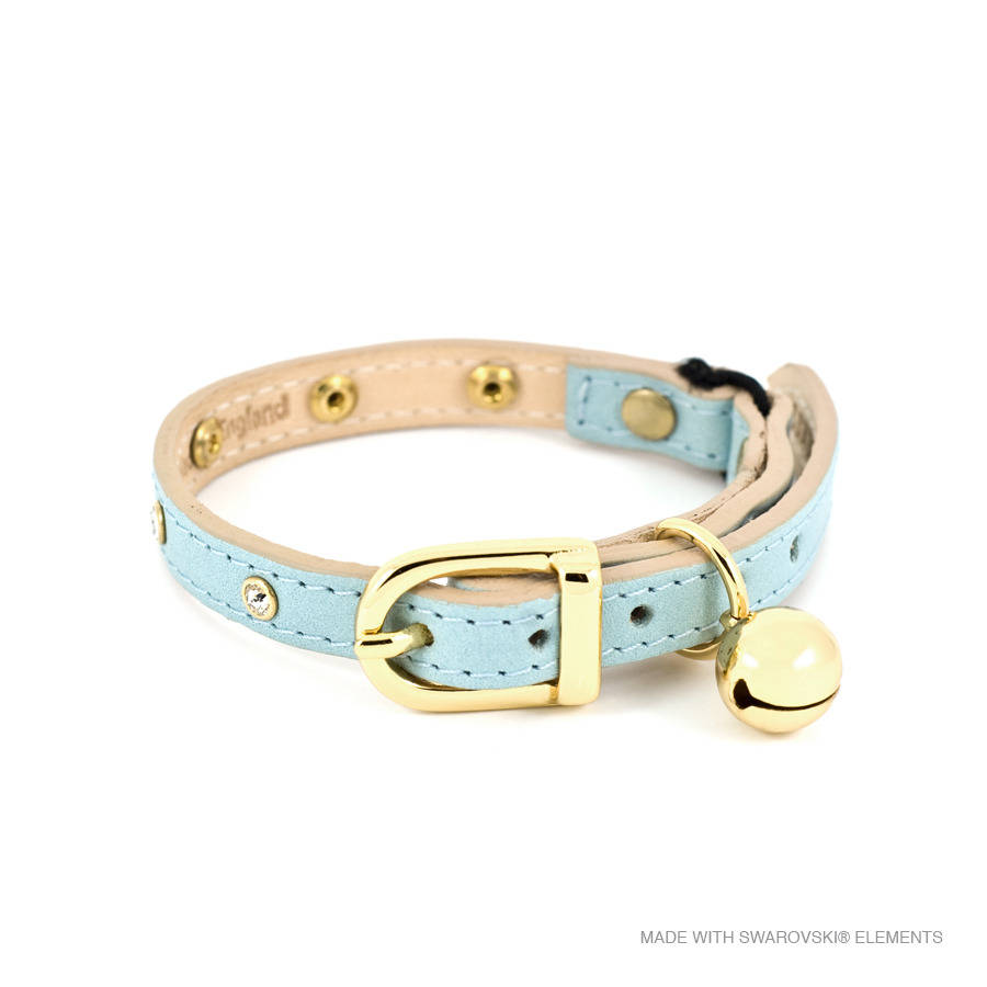 crystal leather cat collar by linny