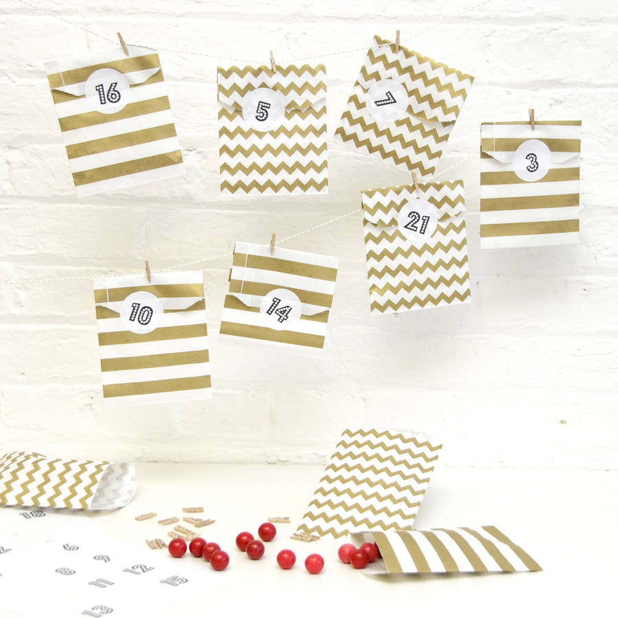 Advent Calendar Paper Bag Kit By Peach Blossom Notonthehighstreet