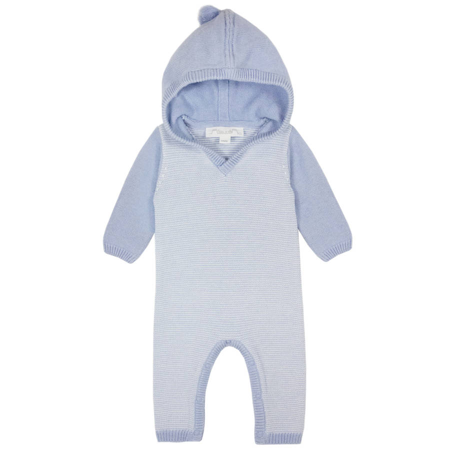 baby boy cashmere hooded romper by chateau de sable