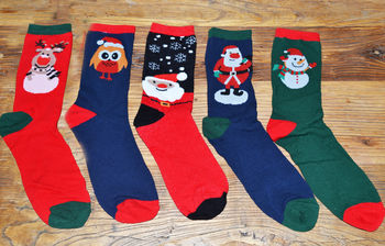 Set Of Five Men's Christmas Socks