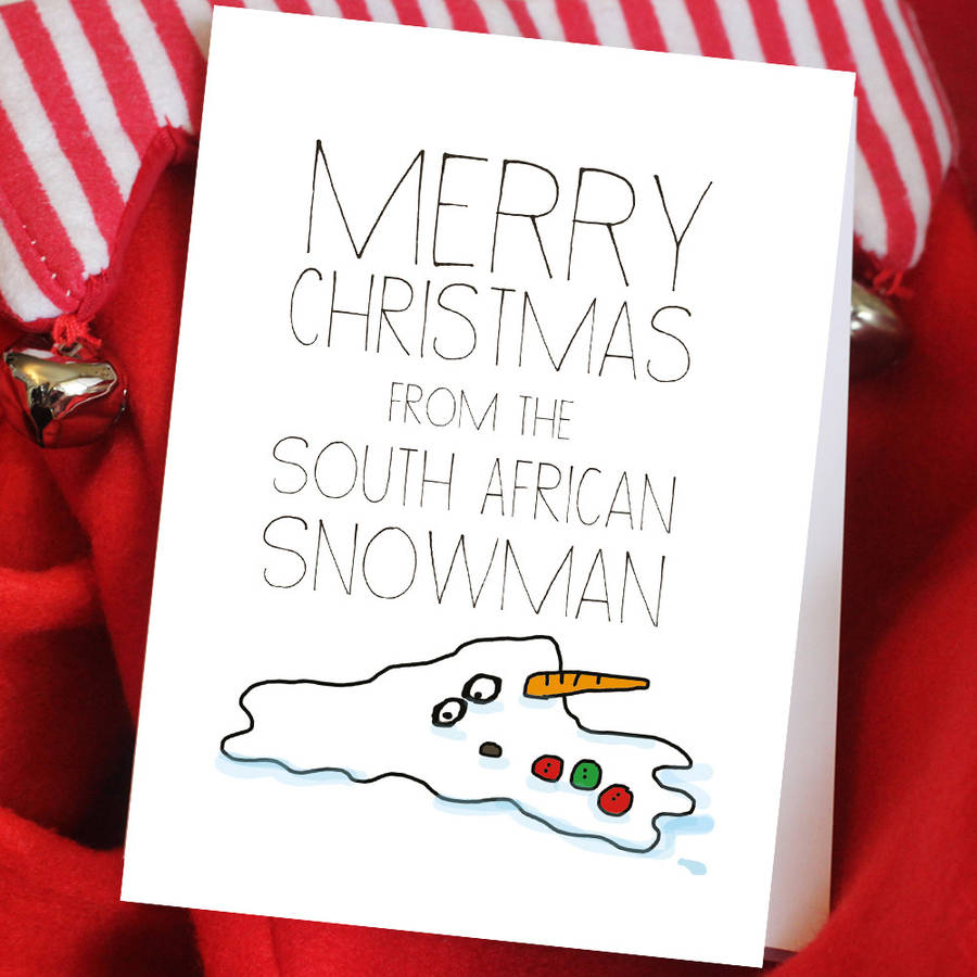 south african snowman christmas card by indieberries