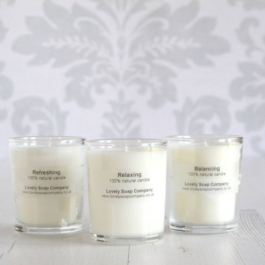 essential oil candle by lovely soap company