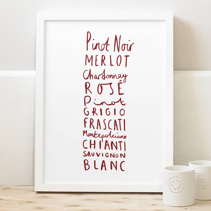 wine names print by old english company