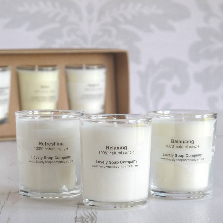 aromatherapy candles gift set by lovely soap company