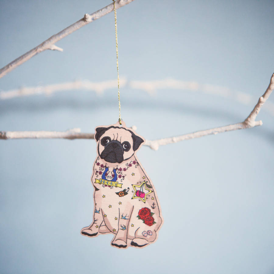 tattoo pug christmas ornament decoration by pugyeah tattoo pug christmas ornament decoration by pugyeah