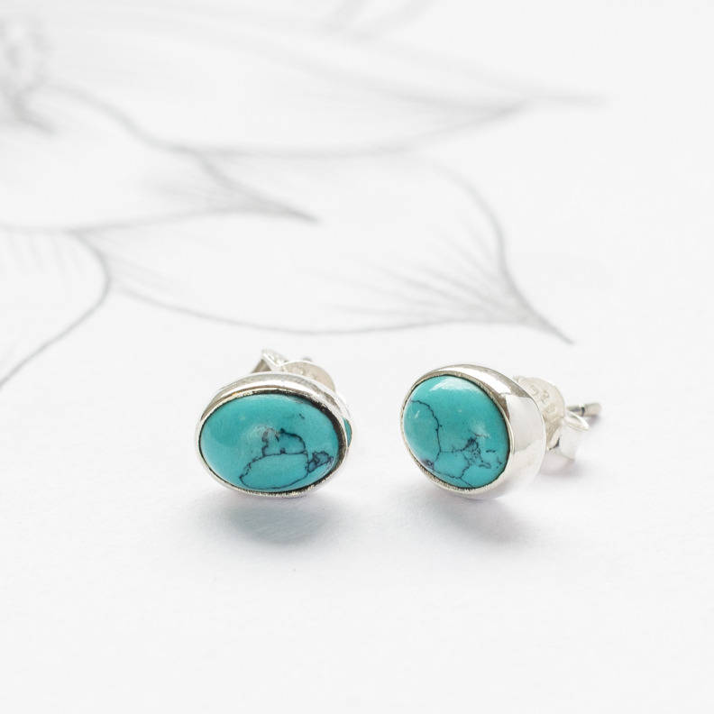 turquoise and silver stud earrings by charlotte's web