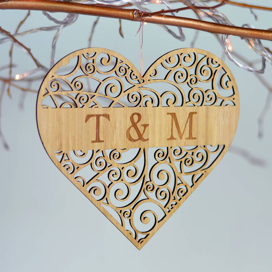 personalised bamboo love heart by oakdene designs