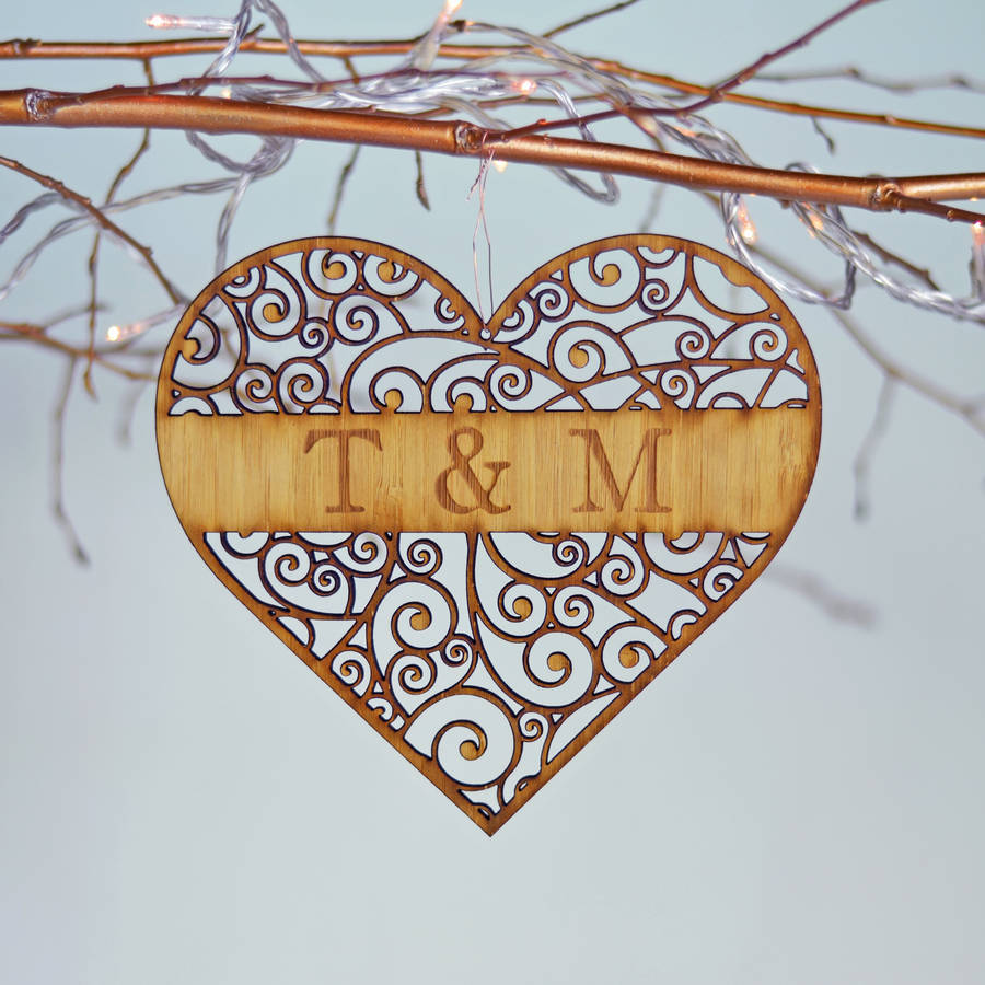 personalised bamboo love heart by oakdene designs