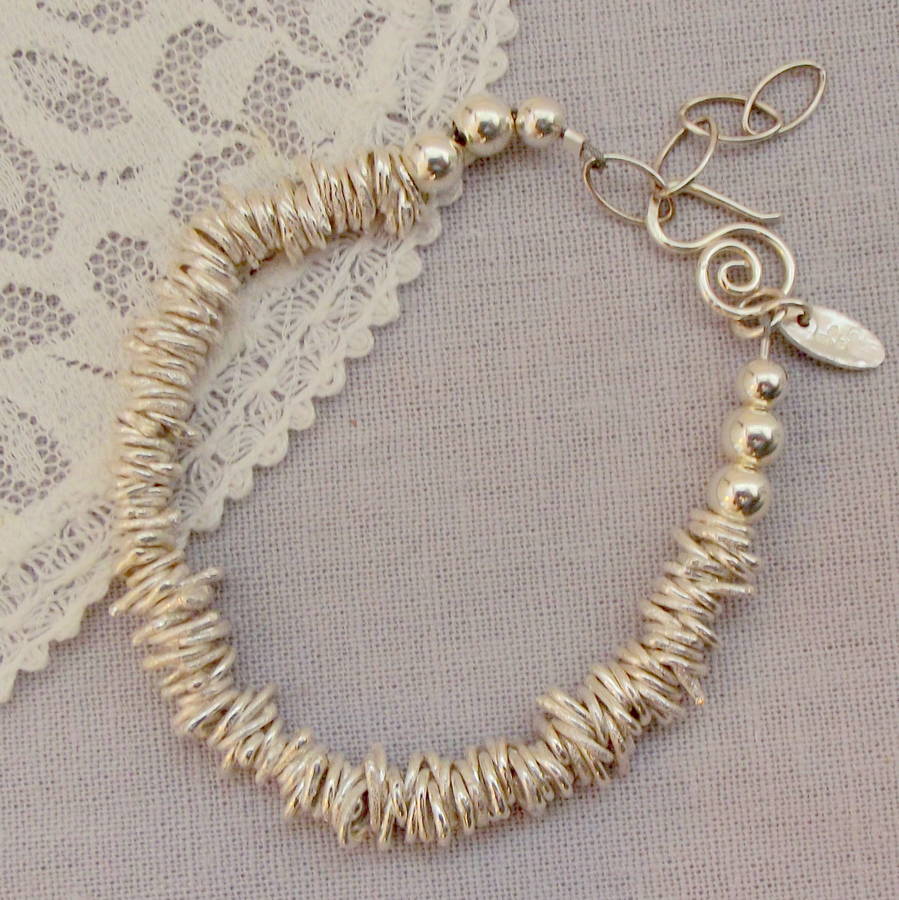 sterling silver nugget bracelet by lucy kemp silver jewellery