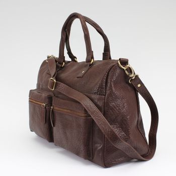 brown leather holdall womens