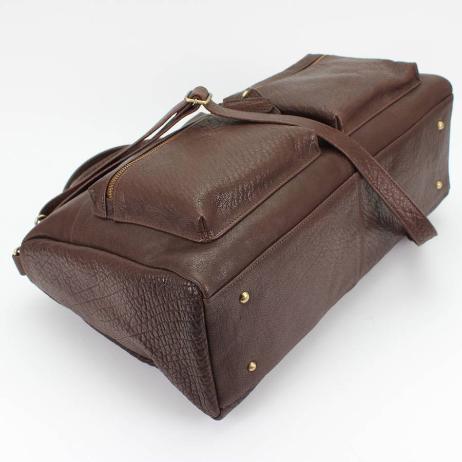 brown leather holdall womens