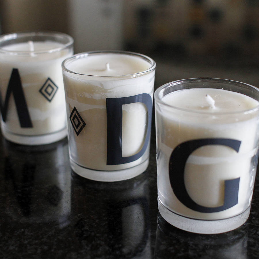 personalised letter candles by jonny's sister